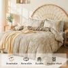 imageMUXHOMO Bed in a Bag Queen 7 Pieces Sage Green Queen Comforter Set Reversible Botanical Flowers Design Ultra Soft ampamp Breathable Bedding Sets with Comforter Sheets Pillowcases ampamp ShamsTaupe Leaves