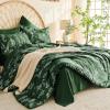 imageMUXHOMO Bed in a Bag Queen 7 Pieces Sage Green Queen Comforter Set Reversible Botanical Flowers Design Ultra Soft ampamp Breathable Bedding Sets with Comforter Sheets Pillowcases ampamp ShamsDark Green Leaves