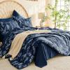 imageMUXHOMO Bed in a Bag Queen 7 Pieces Sage Green Queen Comforter Set Reversible Botanical Flowers Design Ultra Soft ampamp Breathable Bedding Sets with Comforter Sheets Pillowcases ampamp ShamsNavy Blue Leaves
