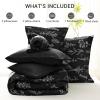 imageMUXHOMO Bed in a Bag Queen 7 Pieces Sage Green Queen Comforter Set Reversible Botanical Flowers Design Ultra Soft ampamp Breathable Bedding Sets with Comforter Sheets Pillowcases ampamp ShamsBlack Leaves
