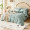imageMUXHOMO Bed in a Bag Queen 7 Pieces Sage Green Queen Comforter Set Reversible Botanical Flowers Design Ultra Soft ampamp Breathable Bedding Sets with Comforter Sheets Pillowcases ampamp Shams01  Sage Green Leaves