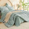 imageMUXHOMO Bed in a Bag Queen 7 Pieces Sage Green Queen Comforter Set Reversible Botanical Flowers Design Ultra Soft ampamp Breathable Bedding Sets with Comforter Sheets Pillowcases ampamp Shams01  Sage Green Leaves
