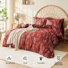 imageMUXHOMO Bed in a Bag Queen 7 Pieces Sage Green Queen Comforter Set Reversible Botanical Flowers Design Ultra Soft ampamp Breathable Bedding Sets with Comforter Sheets Pillowcases ampamp ShamsTerracotta Leaves