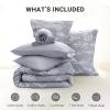 imageMUXHOMO Bed in a Bag Queen 7 Pieces Sage Green Queen Comforter Set Reversible Botanical Flowers Design Ultra Soft ampamp Breathable Bedding Sets with Comforter Sheets Pillowcases ampamp ShamsLight Grey Leaves