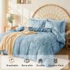 imageMUXHOMO Bed in a Bag Queen 7 Pieces Sage Green Queen Comforter Set Reversible Botanical Flowers Design Ultra Soft ampamp Breathable Bedding Sets with Comforter Sheets Pillowcases ampamp ShamsSilver Grey Leaves