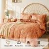 imageMUXHOMO Bed in a Bag Queen 7 Pieces Sage Green Queen Comforter Set Reversible Botanical Flowers Design Ultra Soft ampamp Breathable Bedding Sets with Comforter Sheets Pillowcases ampamp ShamsBurnt Orange Leaves
