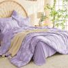 imageMUXHOMO Bed in a Bag Queen 7 Pieces Sage Green Queen Comforter Set Reversible Botanical Flowers Design Ultra Soft ampamp Breathable Bedding Sets with Comforter Sheets Pillowcases ampamp ShamsLavender Leaves