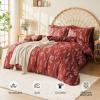 imageMUXHOMO Bed in a Bag Queen 7 Pieces Sage Green Queen Comforter Set Reversible Botanical Flowers Design Ultra Soft ampamp Breathable Bedding Sets with Comforter Sheets Pillowcases ampamp ShamsTerracotta Leaves