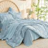 imageMUXHOMO Bed in a Bag Queen 7 Pieces Sage Green Queen Comforter Set Reversible Botanical Flowers Design Ultra Soft ampamp Breathable Bedding Sets with Comforter Sheets Pillowcases ampamp ShamsMineral Blue Leaves