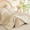 imageMUXHOMO Bed in a Bag Queen 7 Pieces Sage Green Queen Comforter Set Reversible Botanical Flowers Design Ultra Soft ampamp Breathable Bedding Sets with Comforter Sheets Pillowcases ampamp ShamsBeige Leaves