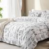 imageMUXHOMO Bed in a Bag Queen 7 Pieces Sage Green Queen Comforter Set Reversible Botanical Flowers Design Ultra Soft ampamp Breathable Bedding Sets with Comforter Sheets Pillowcases ampamp ShamsWhite Leaves