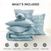 imageMUXHOMO Bed in a Bag Queen 7 Pieces Sage Green Queen Comforter Set Reversible Botanical Flowers Design Ultra Soft ampamp Breathable Bedding Sets with Comforter Sheets Pillowcases ampamp ShamsMineral Blue Leaves