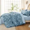 imageMUXHOMO Bed in a Bag Queen 7 Pieces Sage Green Queen Comforter Set Reversible Botanical Flowers Design Ultra Soft ampamp Breathable Bedding Sets with Comforter Sheets Pillowcases ampamp ShamsSilver Grey Leaves