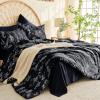 imageMUXHOMO Bed in a Bag Queen 7 Pieces Sage Green Queen Comforter Set Reversible Botanical Flowers Design Ultra Soft ampamp Breathable Bedding Sets with Comforter Sheets Pillowcases ampamp ShamsBlack Leaves