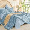 imageMUXHOMO Bed in a Bag Queen 7 Pieces Sage Green Queen Comforter Set Reversible Botanical Flowers Design Ultra Soft ampamp Breathable Bedding Sets with Comforter Sheets Pillowcases ampamp ShamsSilver Grey Leaves