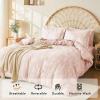 imageMUXHOMO Bed in a Bag Queen 7 Pieces Sage Green Queen Comforter Set Reversible Botanical Flowers Design Ultra Soft ampamp Breathable Bedding Sets with Comforter Sheets Pillowcases ampamp ShamsCameo Pink Leaves