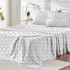 imageMUXHOMO Queen Size 4 Piece Sheet Set Soft Breathable Bed Sheet Set for Bedroom with Deep Pocket Up to 16quot WrinkleFree ampamp Cooling Bedding for OekoTEX Certified  Blossoms PinkGrey Leaves