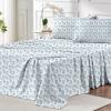 imageMUXHOMO Queen Size 4 Piece Sheet Set Soft Breathable Bed Sheet Set for Bedroom with Deep Pocket Up to 16quot WrinkleFree ampamp Cooling Bedding for OekoTEX Certified  Blossoms PinkBlue Leaves