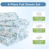 imageMUXHOMO Queen Size 4 Piece Sheet Set Soft Breathable Bed Sheet Set for Bedroom with Deep Pocket Up to 16quot WrinkleFree ampamp Cooling Bedding for OekoTEX Certified  Blossoms Pink01  Blossoms Light Blue