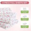 imageMUXHOMO Queen Size 4 Piece Sheet Set Soft Breathable Bed Sheet Set for Bedroom with Deep Pocket Up to 16quot WrinkleFree ampamp Cooling Bedding for OekoTEX Certified  Blossoms Pink01  Blossoms Light Pink