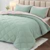 imageMUXHOMO 7 Pieces Queen Comforter Set Reversible Bed in a Bag Queen Size All Season Bedding Set with Comforter Flat Sheet Fitted Sheet Pillowcases ampamp Shams Red ampamp BlackSage GreenBeige