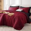 imageMUXHOMO 7 Pieces Queen Comforter Set Seersucker Bed in a Bag Queen Size All Season Luxury Bedding Set with Comforter Flat Sheet Fitted Sheet Pillowcases ampamp Shams BeigeRedBlack