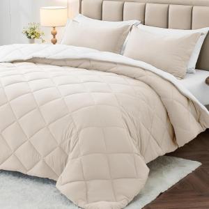 imageMUXHOMO 7 Pieces Queen Comforter Set Reversible Bed in a Bag Queen Size All Season Bedding Set with Comforter Flat Sheet Fitted Sheet Pillowcases ampamp Shams Red ampamp BlackBeigeWhite