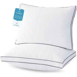 imageMUXHOMO Bed Pillows Queen Size Set of 2 Hotel Collection Sleeping Pillows 2 Pack for Side and Back Sleepers Down Alternative Plump Filling 20 x 30 InchesWhite
