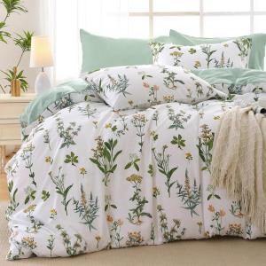 imageMUXHOMO Bed in a Bag Queen 7 Pieces Sage Green Queen Comforter Set Reversible Botanical Flowers Design Ultra Soft ampamp Breathable Bedding Sets with Comforter Sheets Pillowcases ampamp ShamsGreen Flower Leaves
