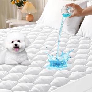 imageMUXHOMO Queen Mattress Protector 100 Waterproof Quilted Mattress Cover Queen Size Bed Noiseless Soft ampamp Cooling Mattress Pad Cover Deep Pocket 6quot21quot WhiteQueen