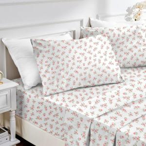 imageMUXHOMO Queen Size 4 Piece Sheet Set Soft Breathable Bed Sheet Set for Bedroom with Deep Pocket Up to 16quot WrinkleFree ampamp Cooling Bedding for OekoTEX Certified  Blossoms PinkFloral Pink
