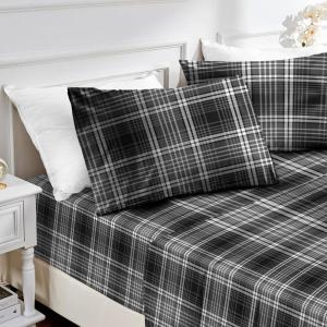 imageMUXHOMO Queen Size 4 Piece Sheet Set Soft Breathable Bed Sheet Set for Bedroom with Deep Pocket Up to 16quot WrinkleFree ampamp Cooling Bedding for OekoTEX Certified  Blossoms PinkBlackWhite Plaid