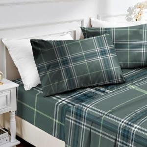 imageMUXHOMO Queen Size 4 Piece Sheet Set Soft Breathable Bed Sheet Set for Bedroom with Deep Pocket Up to 16quot WrinkleFree ampamp Cooling Bedding for OekoTEX Certified  Blossoms PinkGrey Plaid