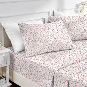 imageMUXHOMO Queen Size 4 Piece Sheet Set Soft Breathable Bed Sheet Set for Bedroom with Deep Pocket Up to 16quot WrinkleFree ampamp Cooling Bedding for OekoTEX Certified  Blossoms PinkRose Bloom
