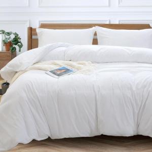 imageMUXHOMO White Duvet Cover Queen Size Soft Double Brushed Duvet Covers Set 3 Pieces Warm Comforter Cover with Zipper Closure and 2 Pillow Cases 90quot90quot
