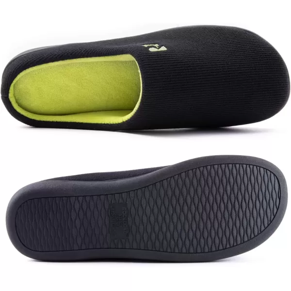 imageRockDove Mens Original TwoTone Memory Foam SlipperBlackLime