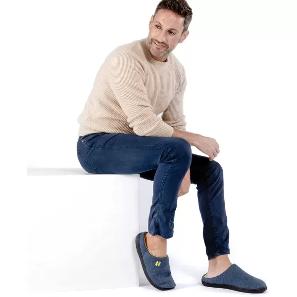 imageRockDove Mens Original TwoTone Memory Foam SlipperBlueMaize