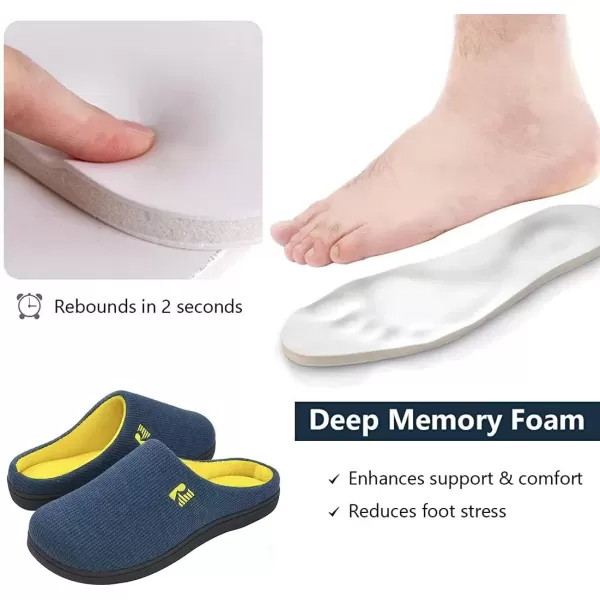 imageRockDove Mens Original TwoTone Memory Foam SlipperBlueMaize