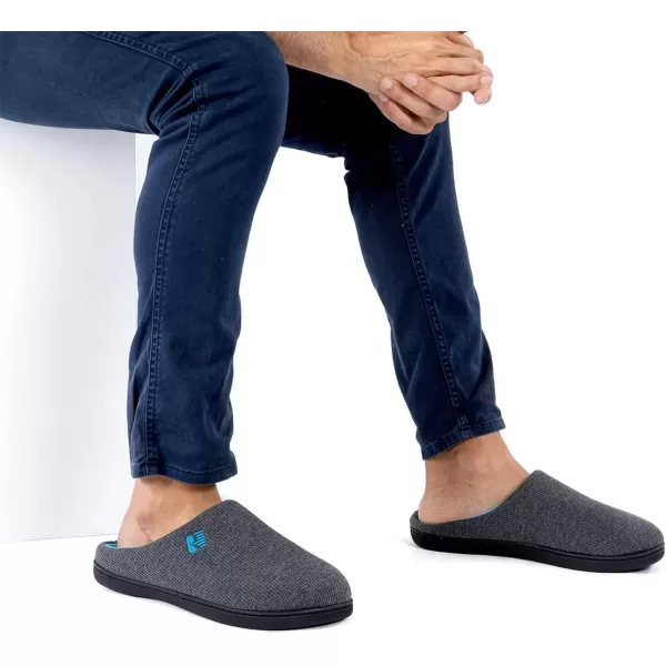 imageRockDove Mens Original TwoTone Memory Foam SlipperDark GreyBlue