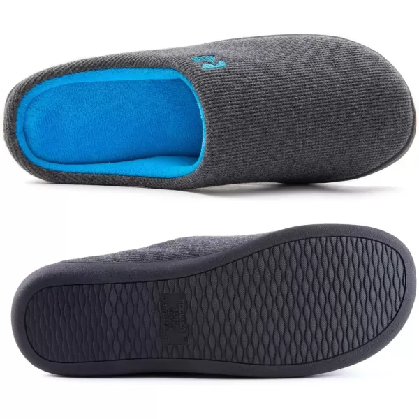 imageRockDove Mens Original TwoTone Memory Foam SlipperDark GreyBlue