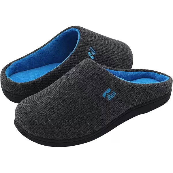 imageRockDove Mens Original TwoTone Memory Foam SlipperDark GreyBlue