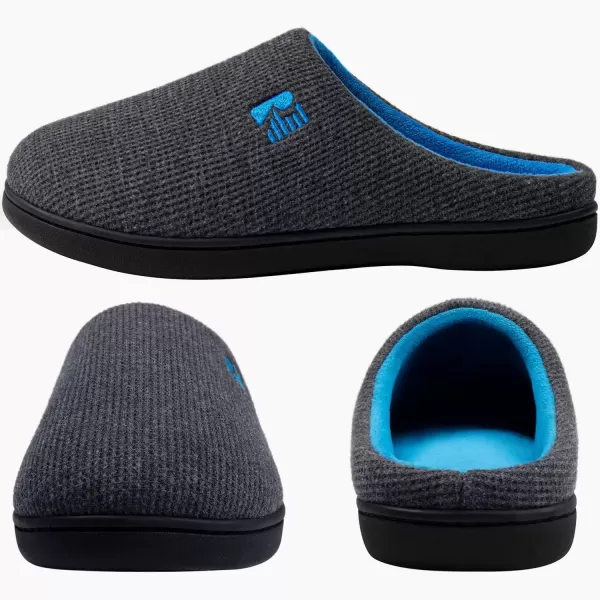 imageRockDove Mens Original TwoTone Memory Foam SlipperDark GreyBlue