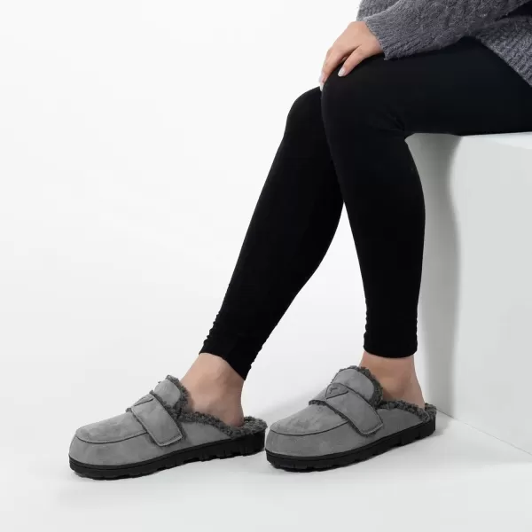 imageRockDove Womens Suede Faux Shearling Scuff with Indoor Outdoor SoleGrey