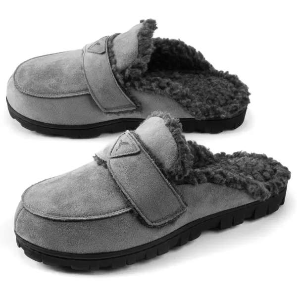 imageRockDove Womens Suede Faux Shearling Scuff with Indoor Outdoor SoleGrey