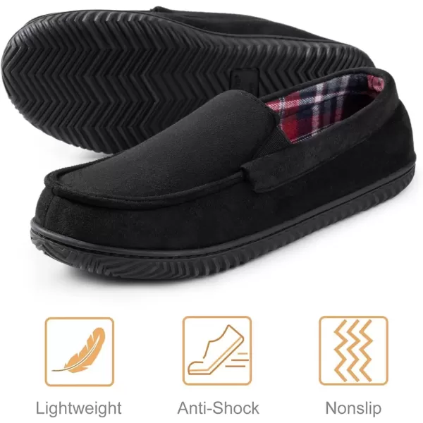imageRockDove Mens Alexander Flannel Lined Loafer SlipperBlack