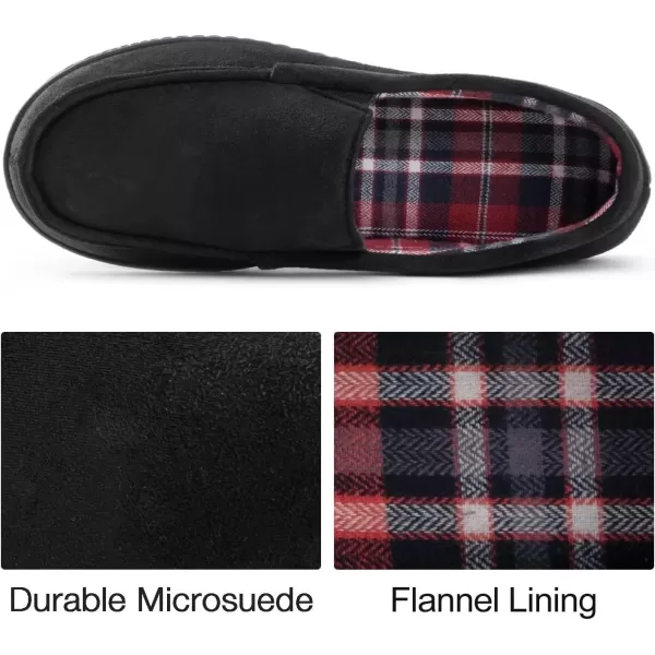 imageRockDove Mens Alexander Flannel Lined Loafer SlipperBlack