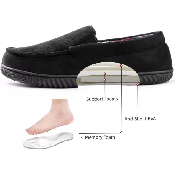 imageRockDove Mens Alexander Flannel Lined Loafer SlipperBlack