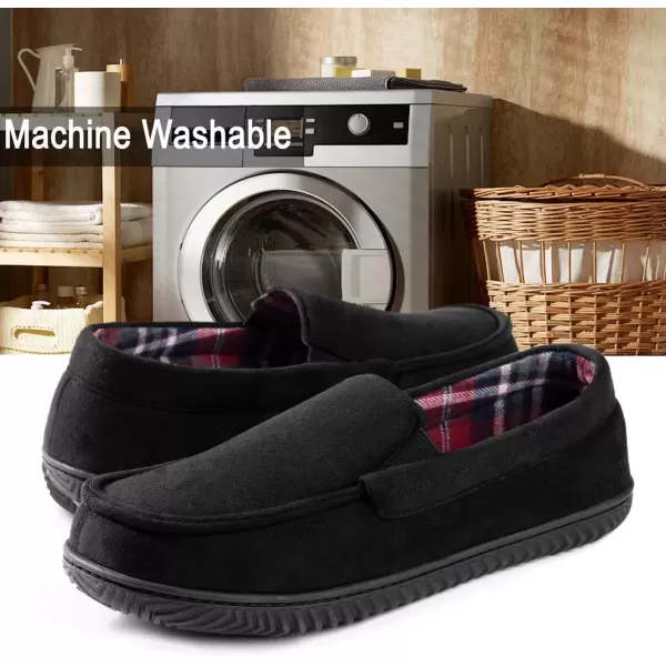 imageRockDove Mens Alexander Flannel Lined Loafer SlipperBlack