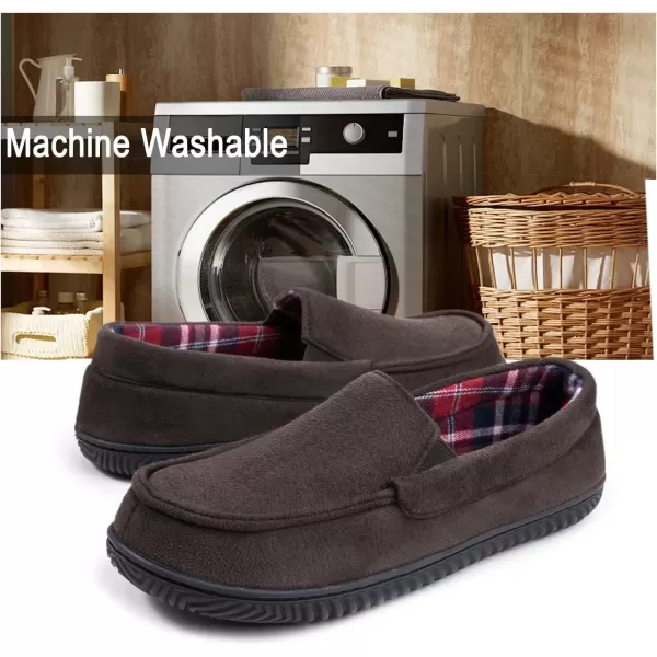 imageRockDove Mens Alexander Flannel Lined Loafer SlipperBrown Coffee