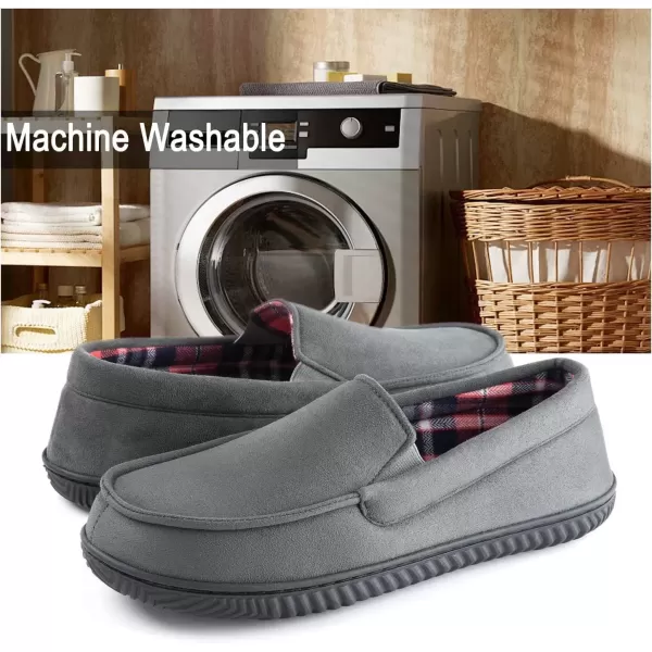 imageRockDove Mens Alexander Flannel Lined Loafer SlipperCharcoal